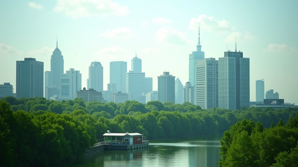 Hannover Geschäftsdistrikt mit modernen grünen Gebäuden