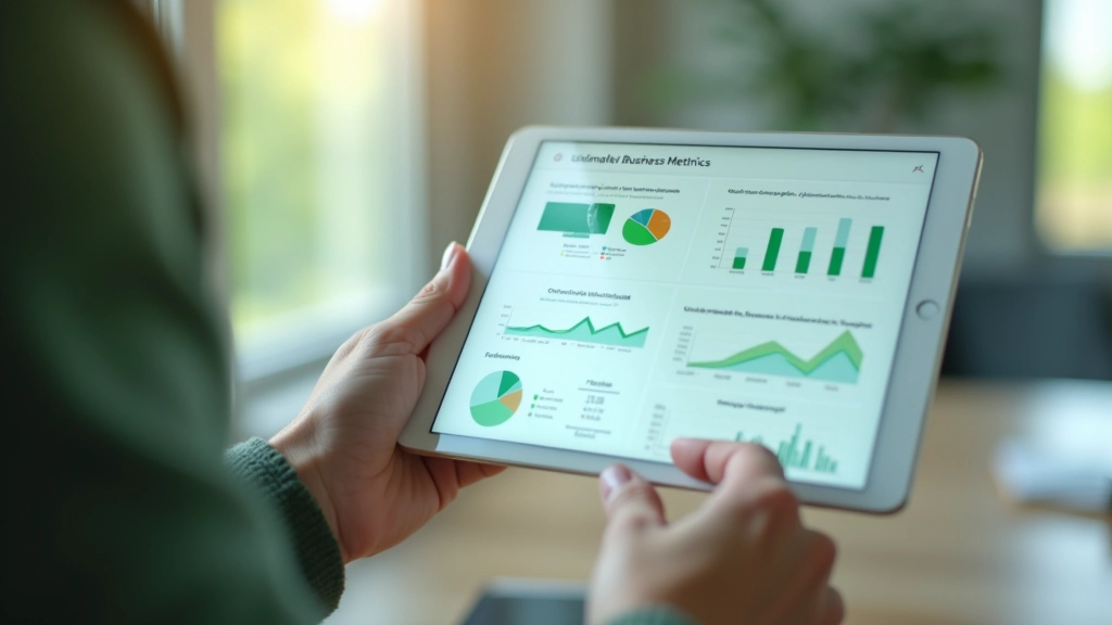 Wirtschaftsdaten und Nachhaltigkeitsmetriken auf digitalem Display